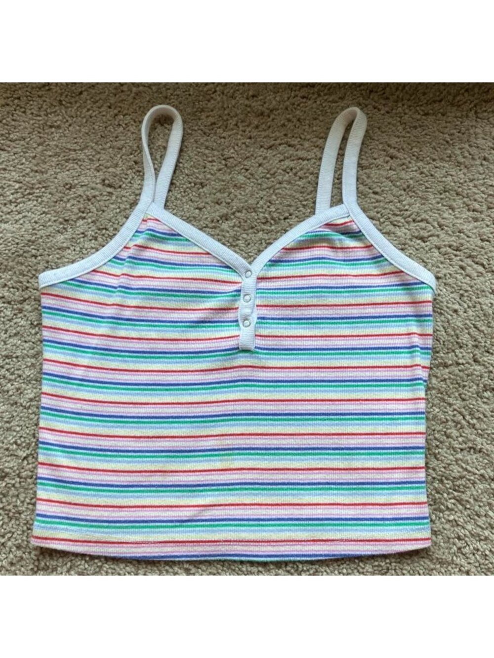 Multicoloured striped tank top/crop top. Runs a bit small #stripes #summer